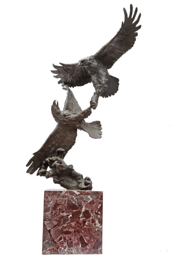 Fighting Eagles Bronze Signed Milo 82cm high by 39cm wide by 32cm deep