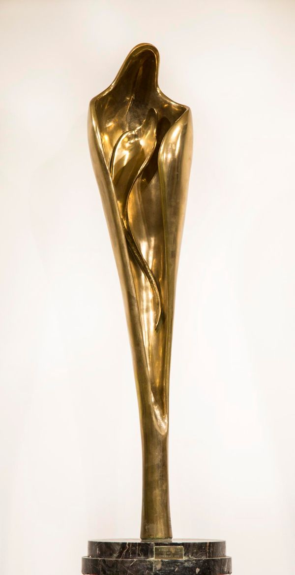 ▲ John Mulvey Virgin and Child Bronze with gold patina Signed 3 of 5 and dated 1972 90cm high, 27cm wide, 21cm deep