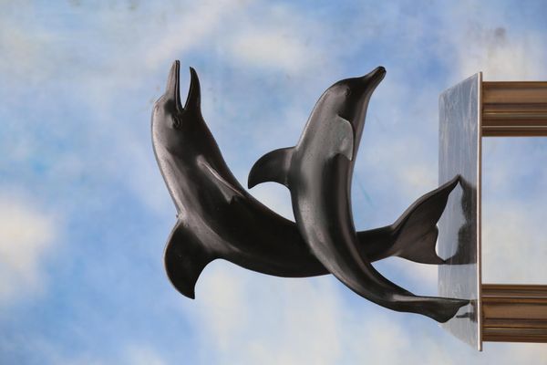 Leaping Dolphins Bronze 48cm high by 38cm wide by 29cm deep