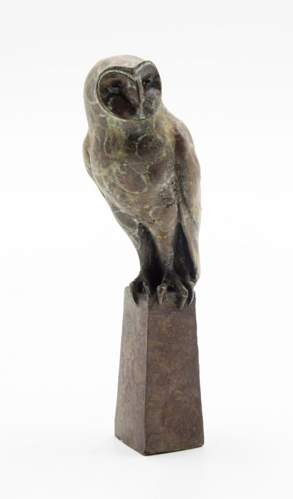 Signed AZ Owl on Plinth Bronze Edition unknown 15cm high by 5cm wide by 5cm deep