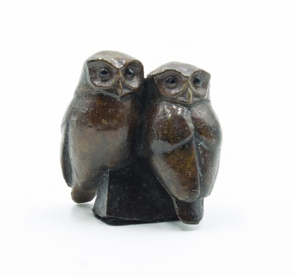 Andy DeComyn A Pair Of Owls Bronze 5cm high by 5cm wide by 3cm deep