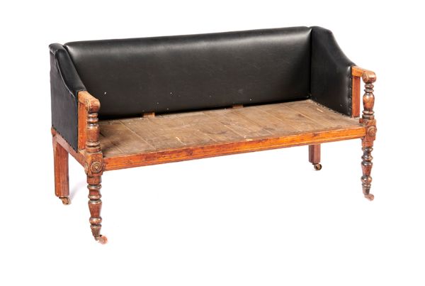 A rare beech and pine dog‘s bed mid 19th century with later upholstery 115cm wide