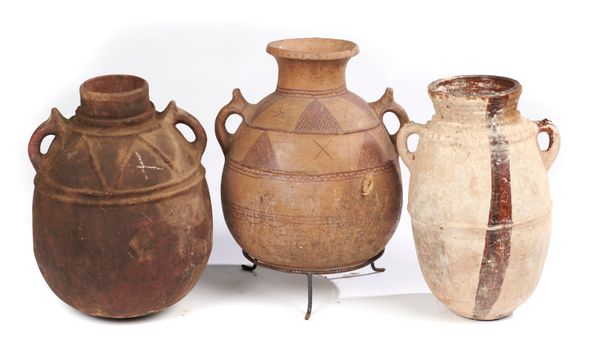 A group of three terracotta pots Berber, Morocco, 19th century or earlier the largest 56cm high