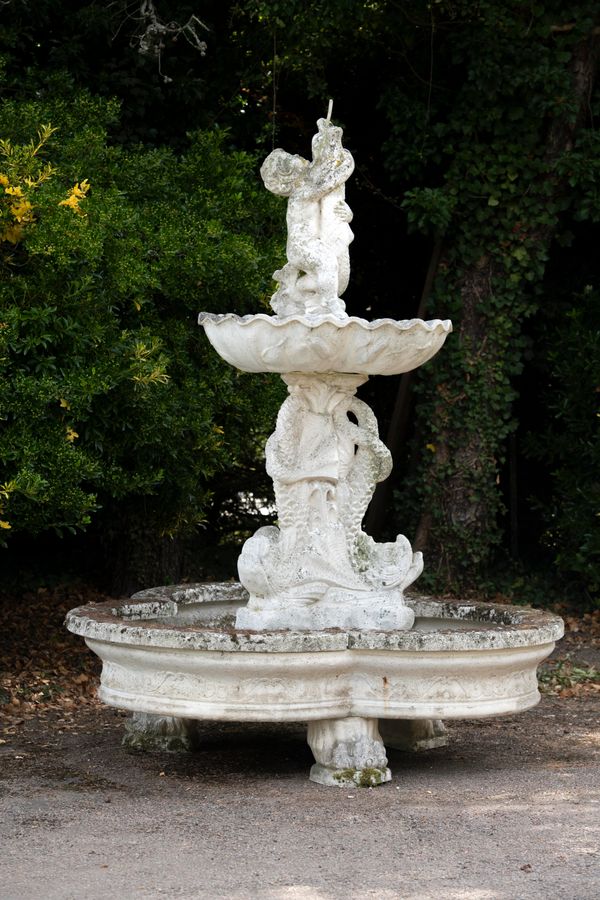 A composition stone fountain 2nd half 20th century 250cm high by 180cm wide