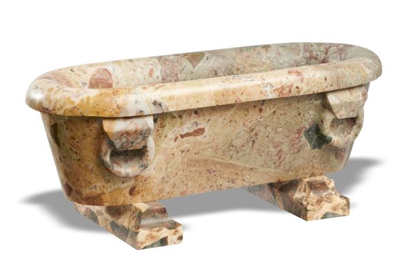 A carved Levanto marble Roman style bath 40cm long GE086 unsold lot fee to collect lot £30 lot 220