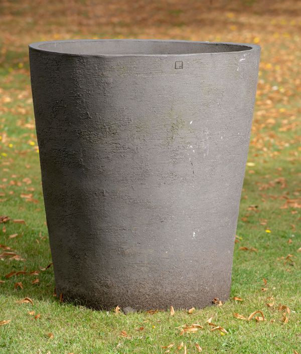 A similar Atelier Vierkant handmade clay planter modern each with maker‘s stamp damages 89cm high by 79cm diameter