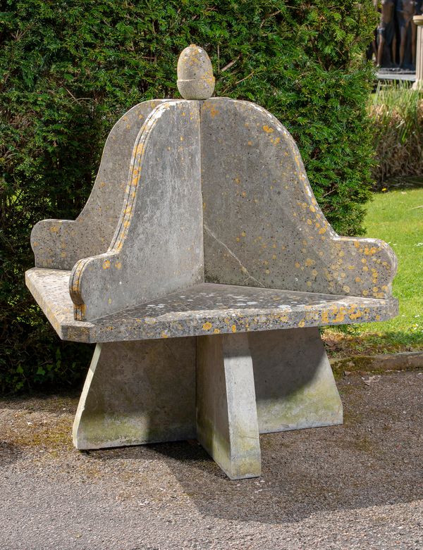 An unusual Purbeck stone seat early 20th century 107cm square 