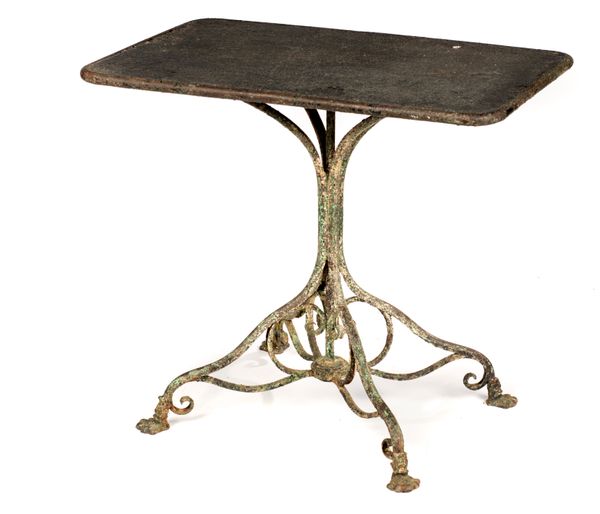 A rare painted wrought iron Arras table circa 1900 80cm wide