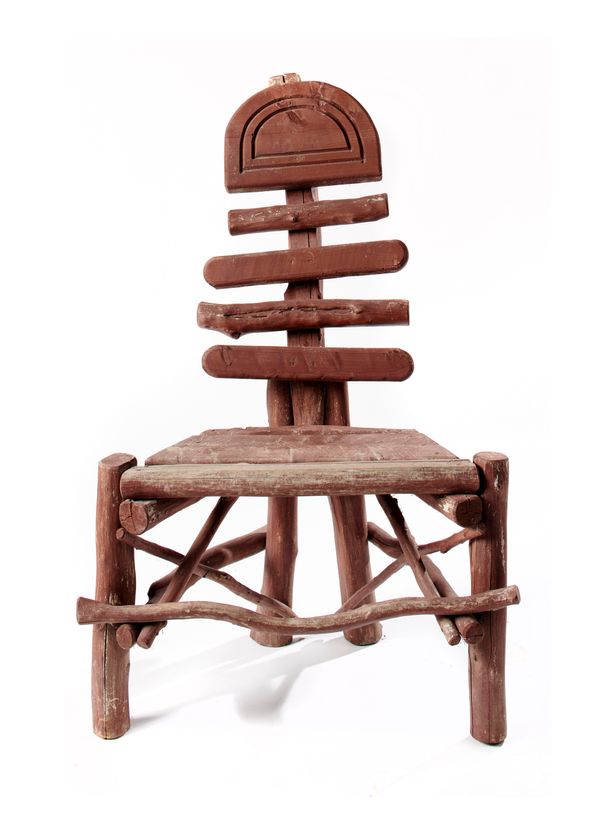 A rare wooden skeleton chair American, 19th century mixed woods 120cm high Loosely based on the earlier memento mori skeletons and skulls, earlier...