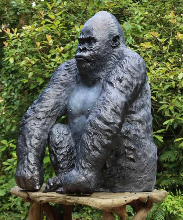 John Cox, (1952 - 2014) The Silverback Gorilla Bronze 182cm high by 107cm wide