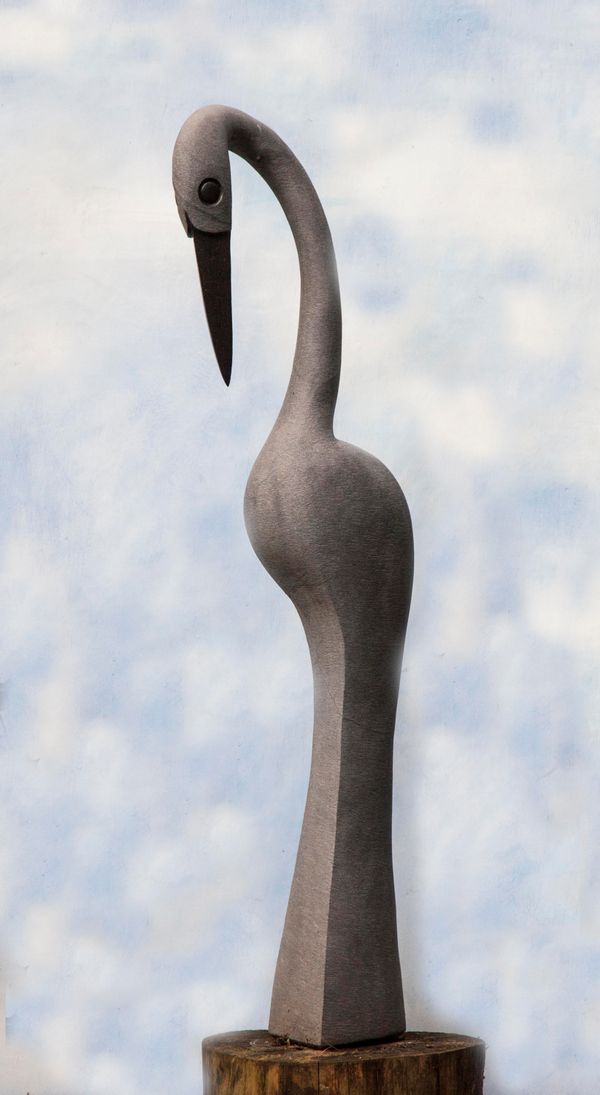 Peter Chidzonga Watching bird Springstone Unique Signed 113cm high by 34cm wide by 20cm deep