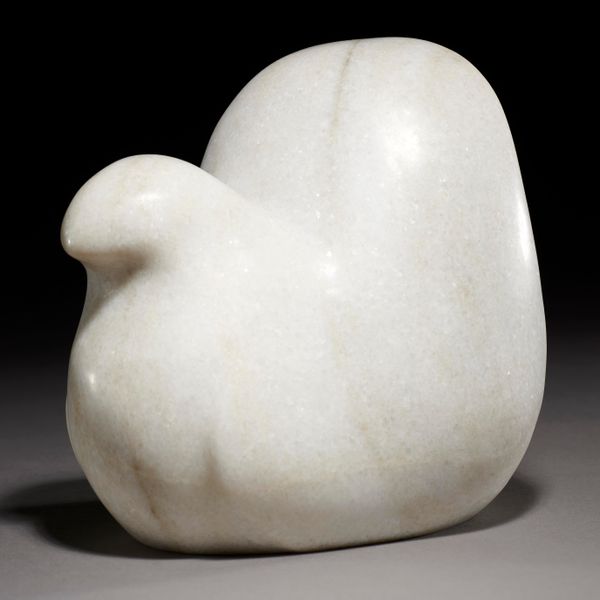 A carved white marble art deco stylised bird modern 28cm high