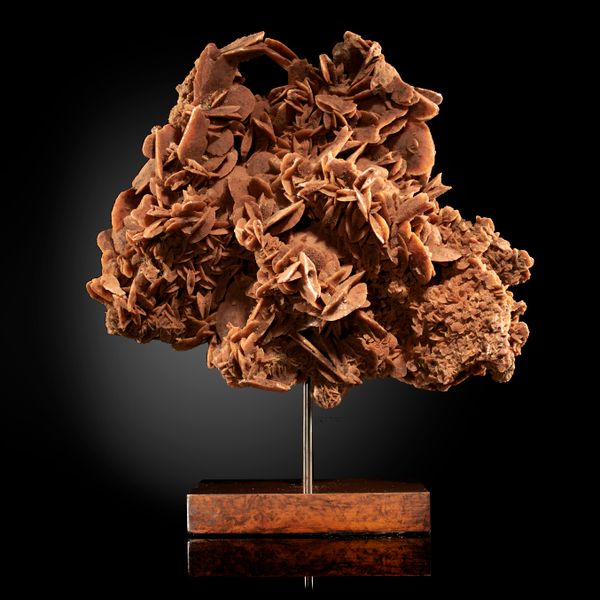 Rose quartz, desert rose on bronze base 35cm