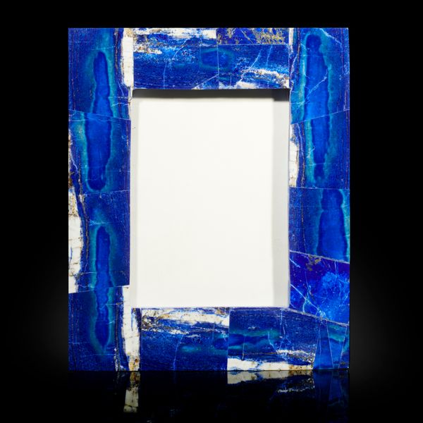 Two lapis lazuli veneered picture frames the larger 29cm by 24cm