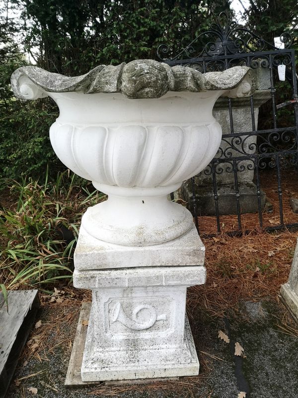 A composition stone urn on pedestal 2nd half 20th century 128cm high 