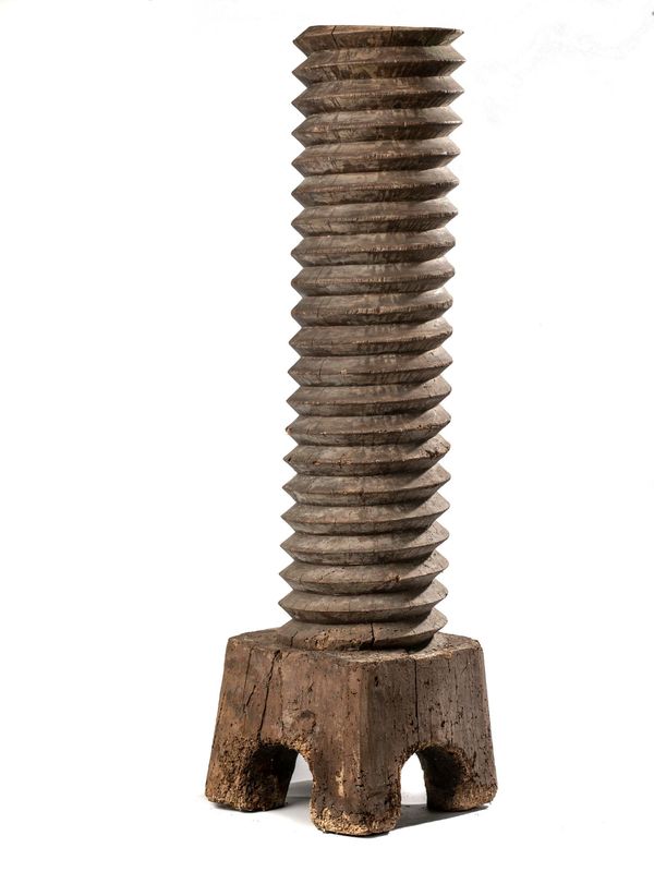 A carved wood press screw 18th/19th century  probably Continental 150cm high This would probably have been used in a cider press or similar for...