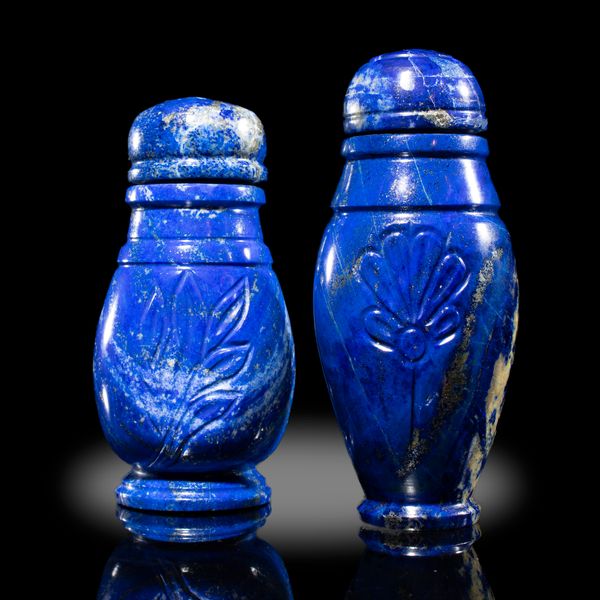 Two carved Lapis Lazuli perfume bottles