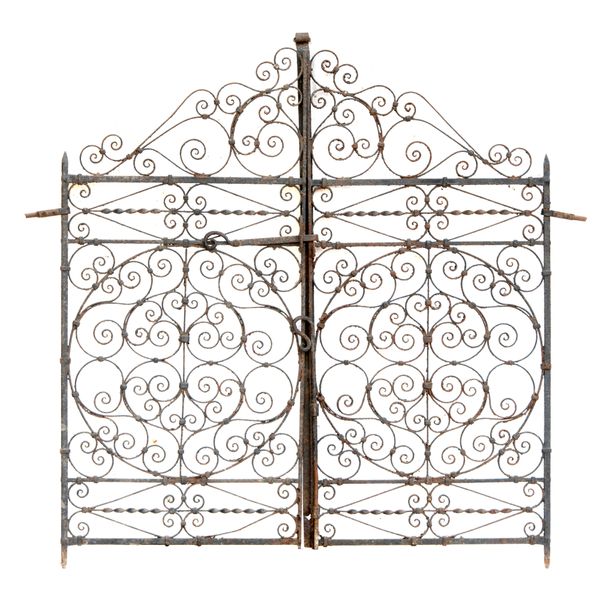 A pair of wrought iron gates early 20th century 125cm high by 124cm wide overall