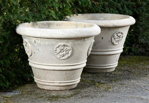 ‡ A pair of rare Galloway pottery glazed earthenware tapering cylindrical planters early 20th century with makers stamp Galloway Pottery,...
