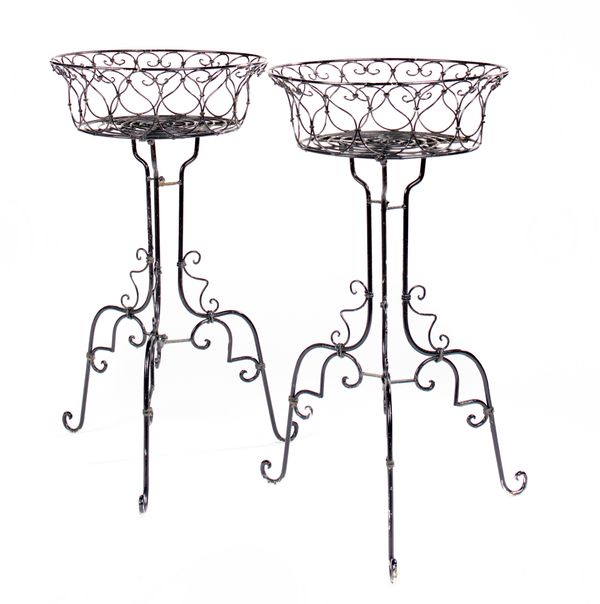 A pair of wirework plant stands 20th century  84cm high  
