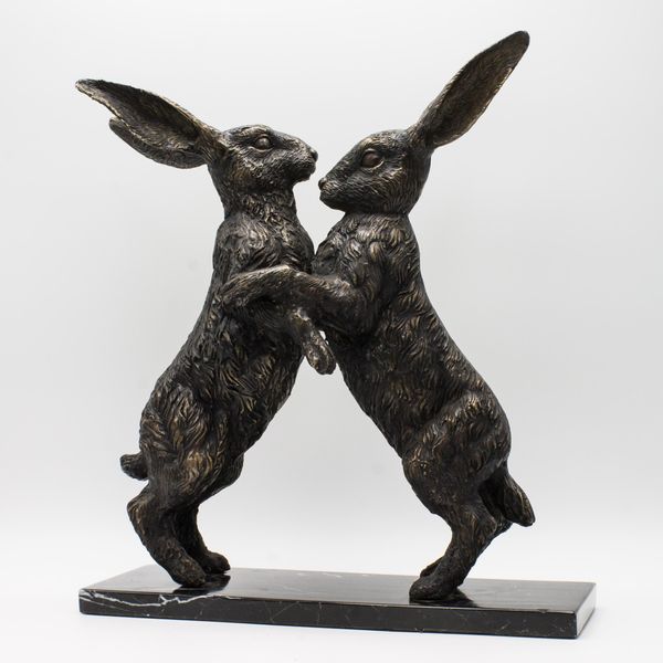 Boxing Hares Bronze 46cm high by 39cm wide by 18cm deep