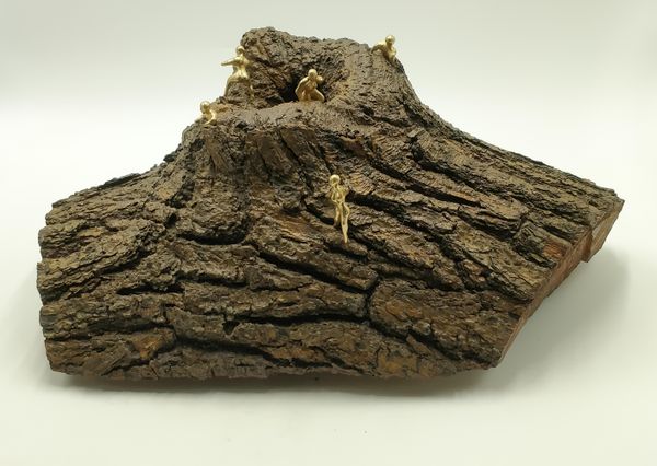 Lady M Kilauea Bronze on natural wooden base  Unique Signed 23cm high by 54cm wide by 30cm deep