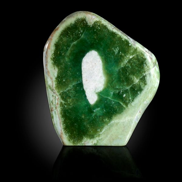 An unusual nephrite slice with calcite inclusion Himalayas 18cm high