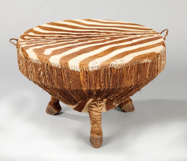 A zebra skin table early 20th century 83cm diameter  ***SENT TO BELLMANS*** 17.06.22