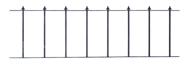A run of 21.6 metres of iron fencing 8 panels 82cm high, together with two wrought iron gates, early 20th century, each gate 127cm high by 165cm wide...