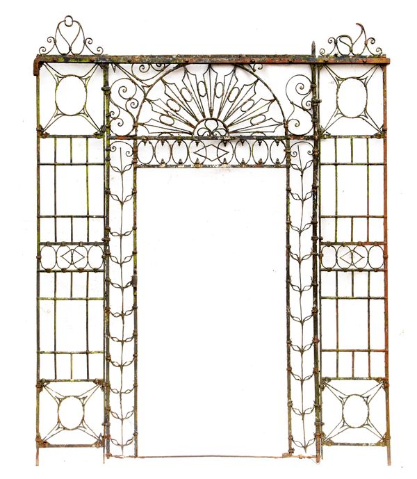 An unusual early Victorian wrought iron entranceway circa 1840 270cm high by 218cm wide 