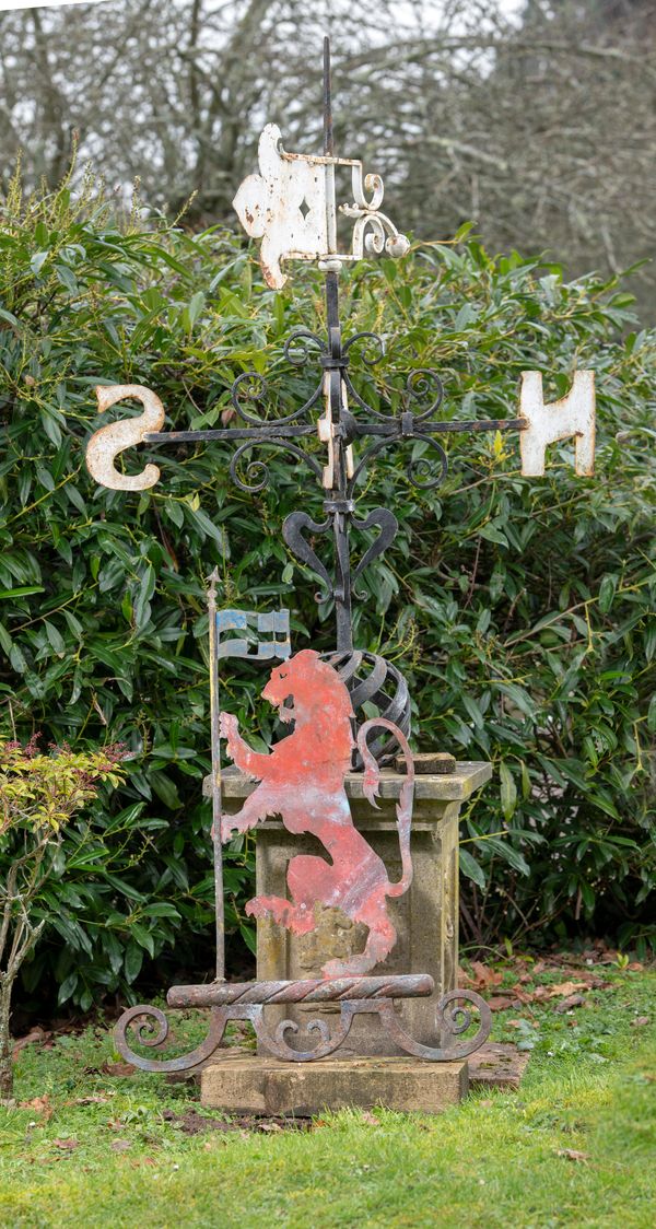 A wrought iron weathervane early 20th century  137cm high