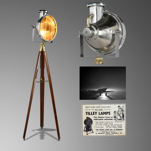 A 1940‘s Tilley & Co FL6 Flood light 190cm high by 58cm wide Tilley & Co Manufactured these paraffin lamps at their Hendon factory.  They were...