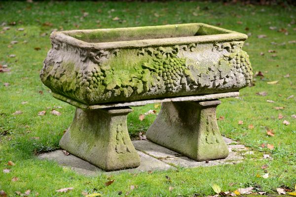 A fire clay rectangular planter on stand, possibly Compton  early 20th century 100cm long