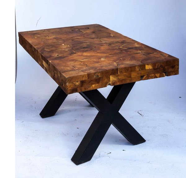 Teak Jigsaw Table 76cm high by 160cm long by 90cm wide