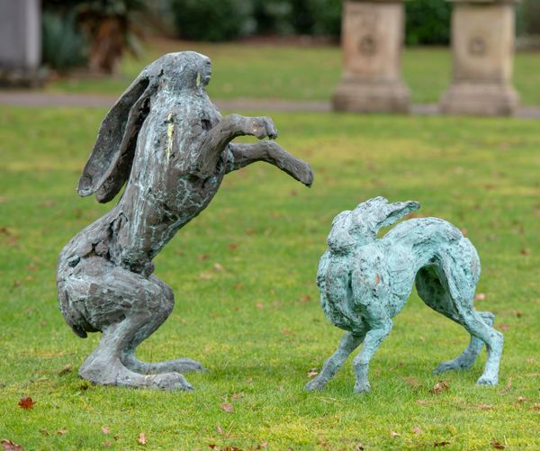 Two bronze hares 2nd half 20th century the jack 82cm high 