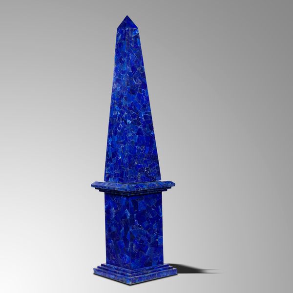 A large lapis lazuli veneered obelisk 196cm high