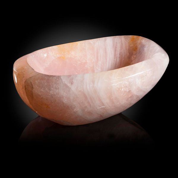 A rose quartz bowl 33cm wide 