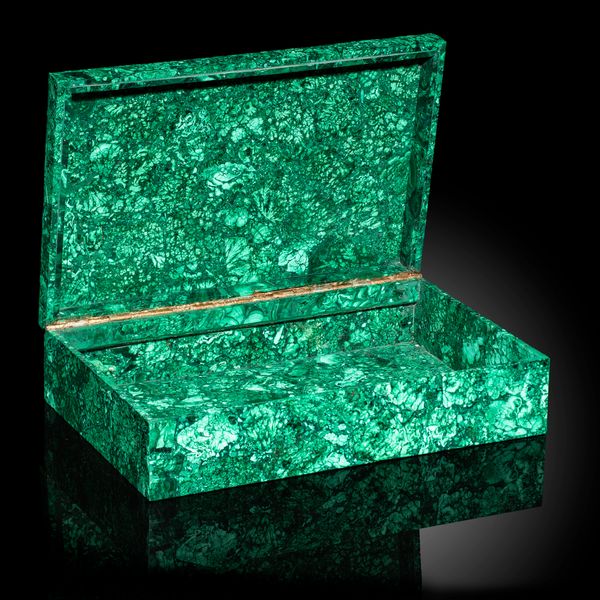 A malachite box 28cm by 18cm  