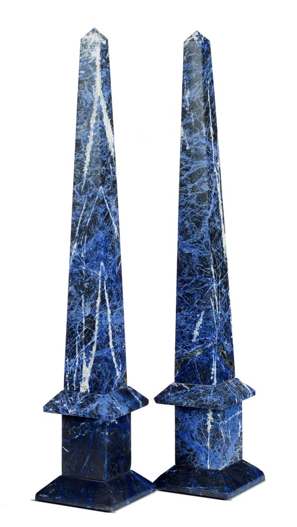 A pair of sodalite obelisks 65cm high