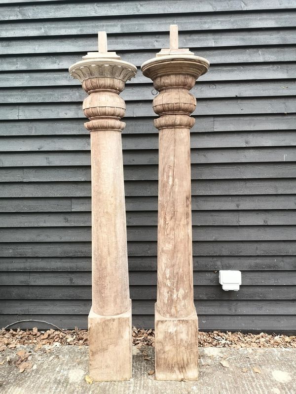 A pair of hardwood columns Indian, 19th century 220cm high From the personal collection of Tim Wonnacott.  See lot 400 for further information.