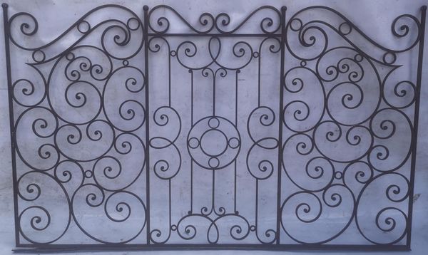 A wrought iron fence panel early 20th century 130cm high