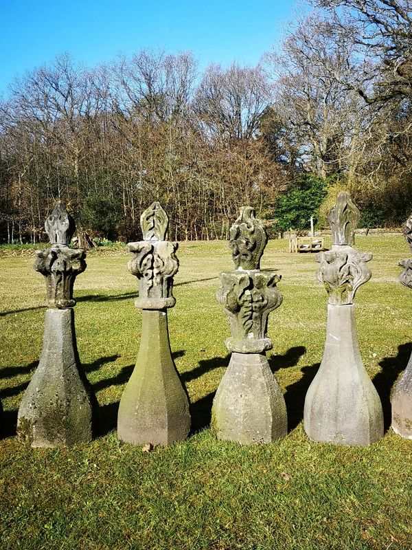 A similar set of four carved stone Gothic finials 2nd quarter 19th century average height 100cm