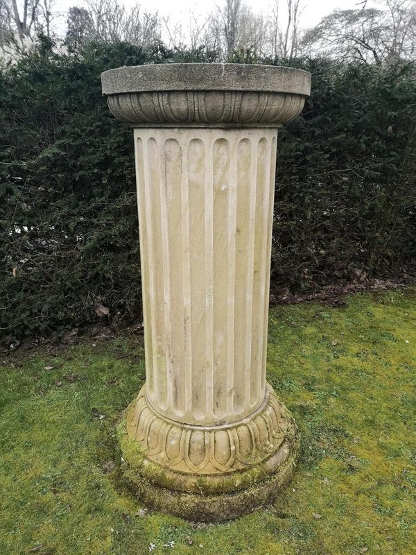 † A substantial column pedestal modern 136cm high, diameter of top 62cm