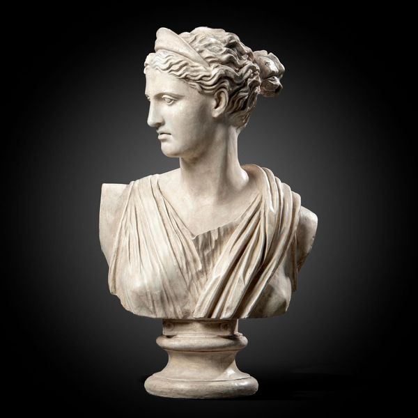 After the Antique: A white plaster bust of Diana modern 74cm high