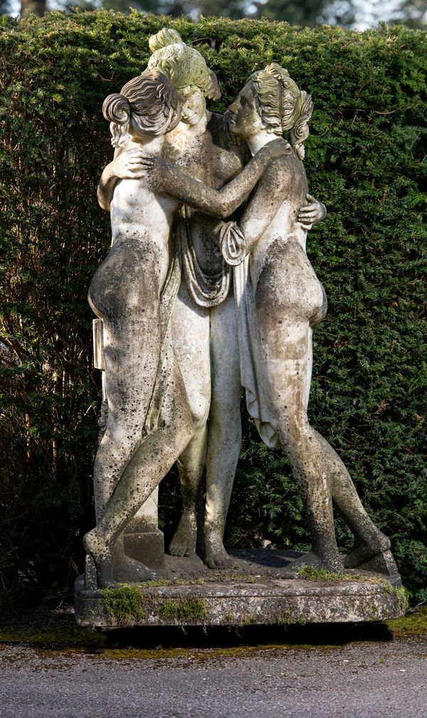 After Canova: A carved white marble group of the three Graces 2nd half 20th century 192cm high 