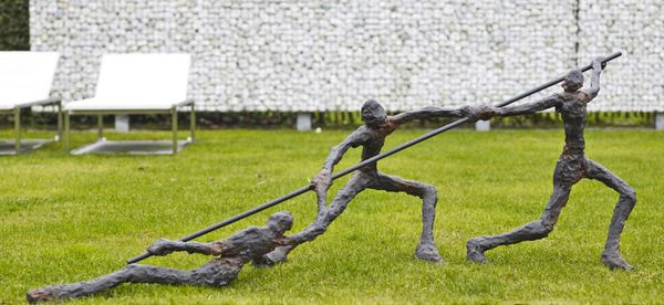 Ann Vrielinck, born 1966 Belgium Arrange Bronze 69cm high by 220cm wide by 70cm deep