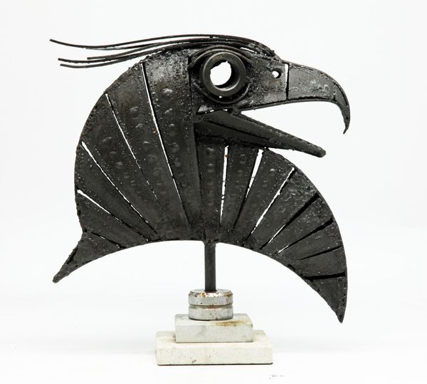 Walenty Pytel Hawk Head Steel Signed Unique 35cm high by 33cm wide by 12cm deep