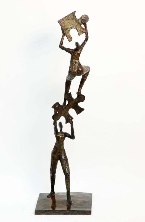 Puzzling Bronze 112cm high by 33cm wide by 33cm deep