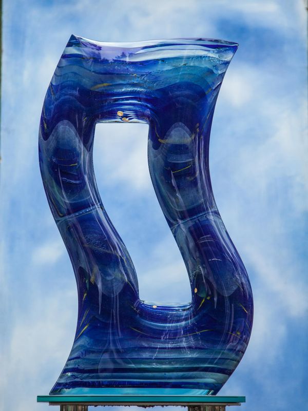 Martyn Barratt  Wave Kiln Formed Glass  Unique 93cm high by 55cm wide by 20cm deep