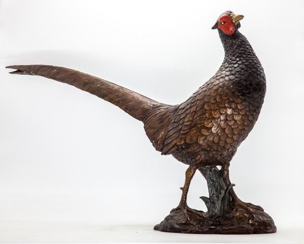 John Cox Pheasant Bronze 49cm high by 71cm wide by 15cm deep